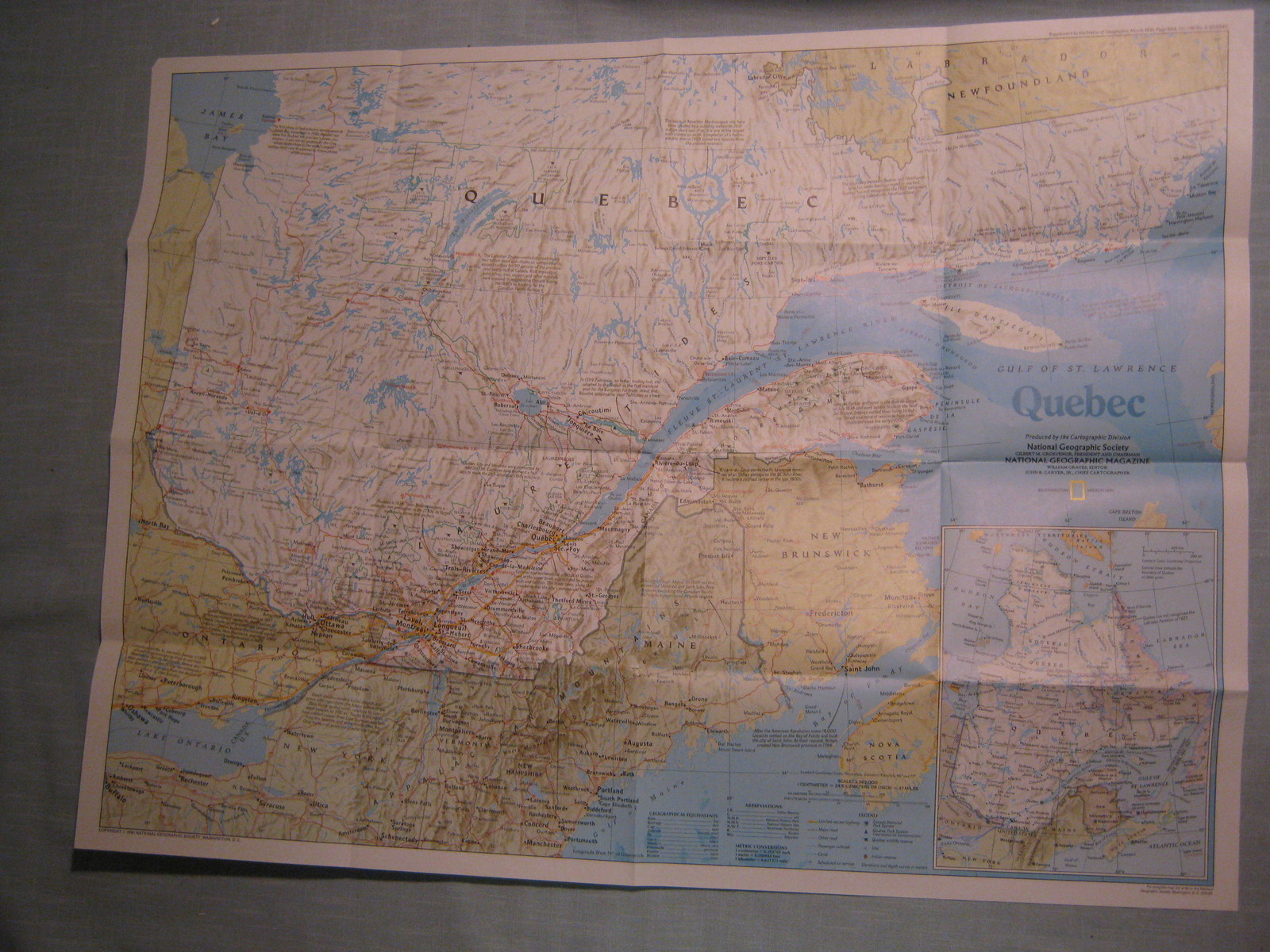 QUEBEC WALL MAP THE MAKING OF CANADA National Geographic March 1991