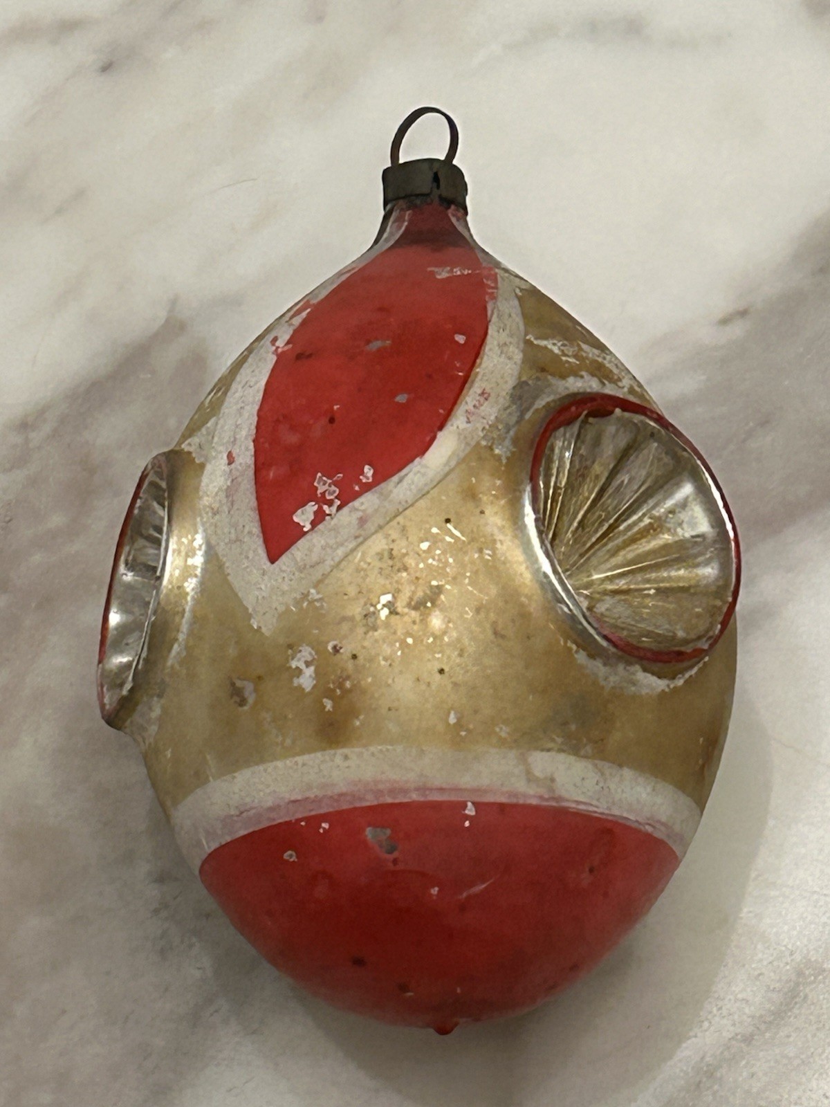 Vintage TRIPLE INDENT TEAR DROP Red Christmas Ornament LARGE 3.50 Vintage TRIPLE INDENT TEAR DROP Red Christmas Ornament LARGE 3.50