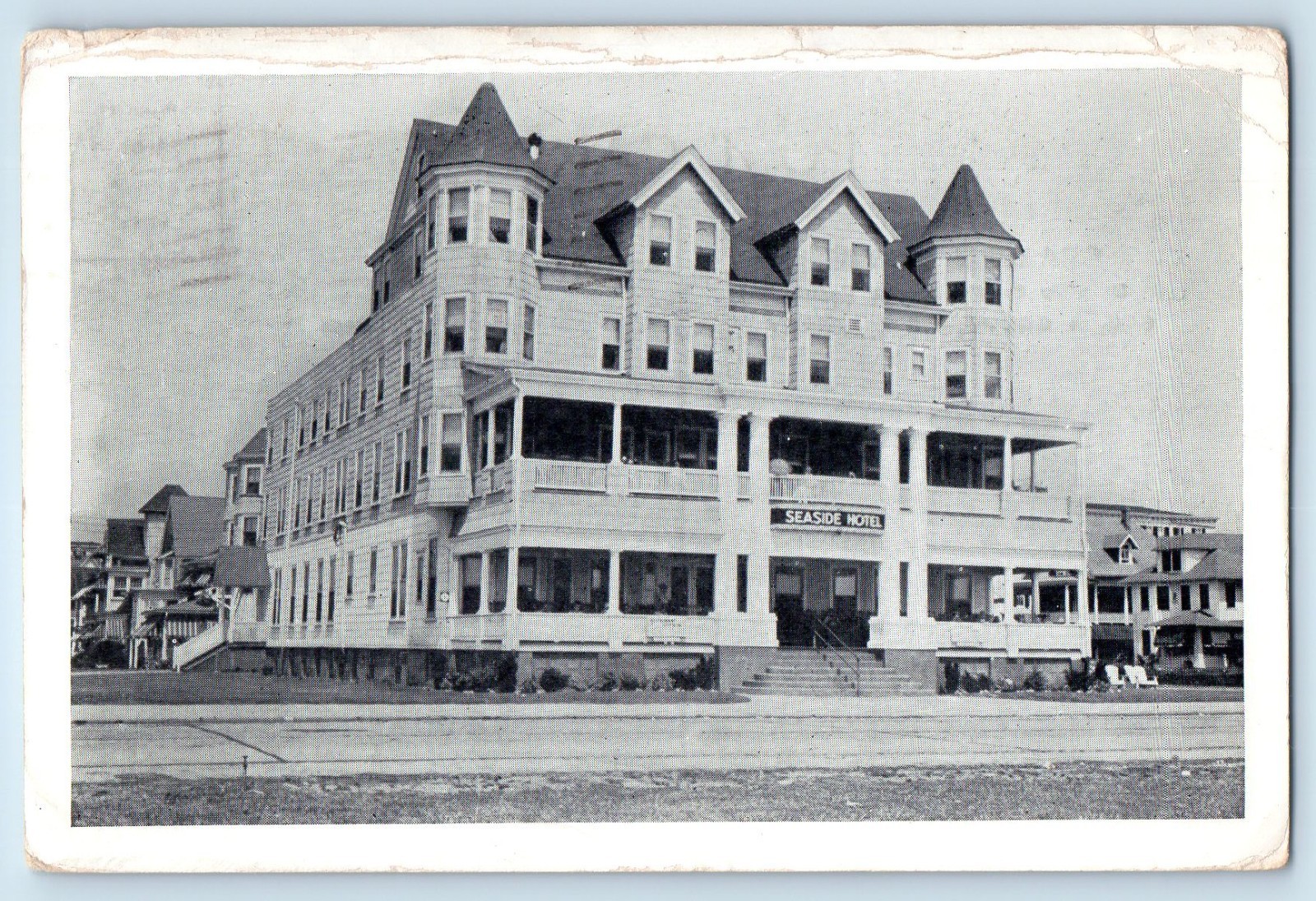c1948 Ocean Grove New Jersey Vintage Postcard Seaside Hotel Ocean Front Posted