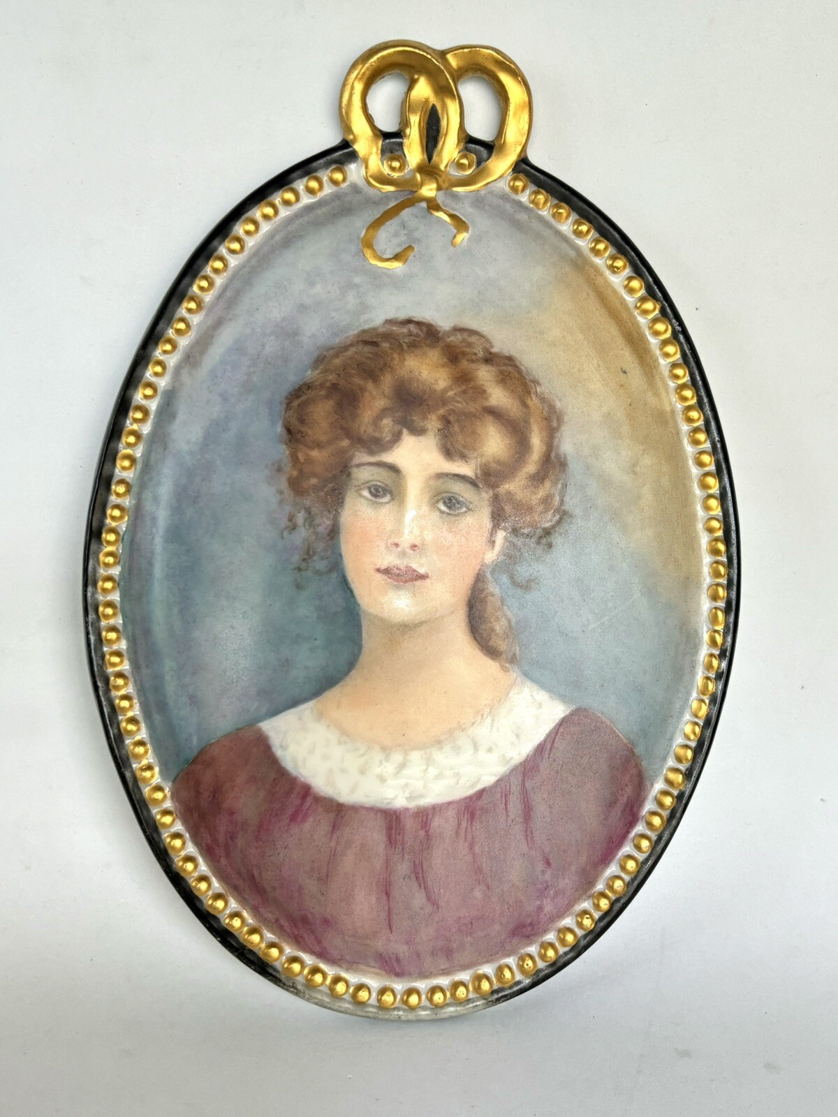 Vintage Ceramic /Porcelain Lady\'s Oval Portrait Plaque France  7.5\'\' (C1)