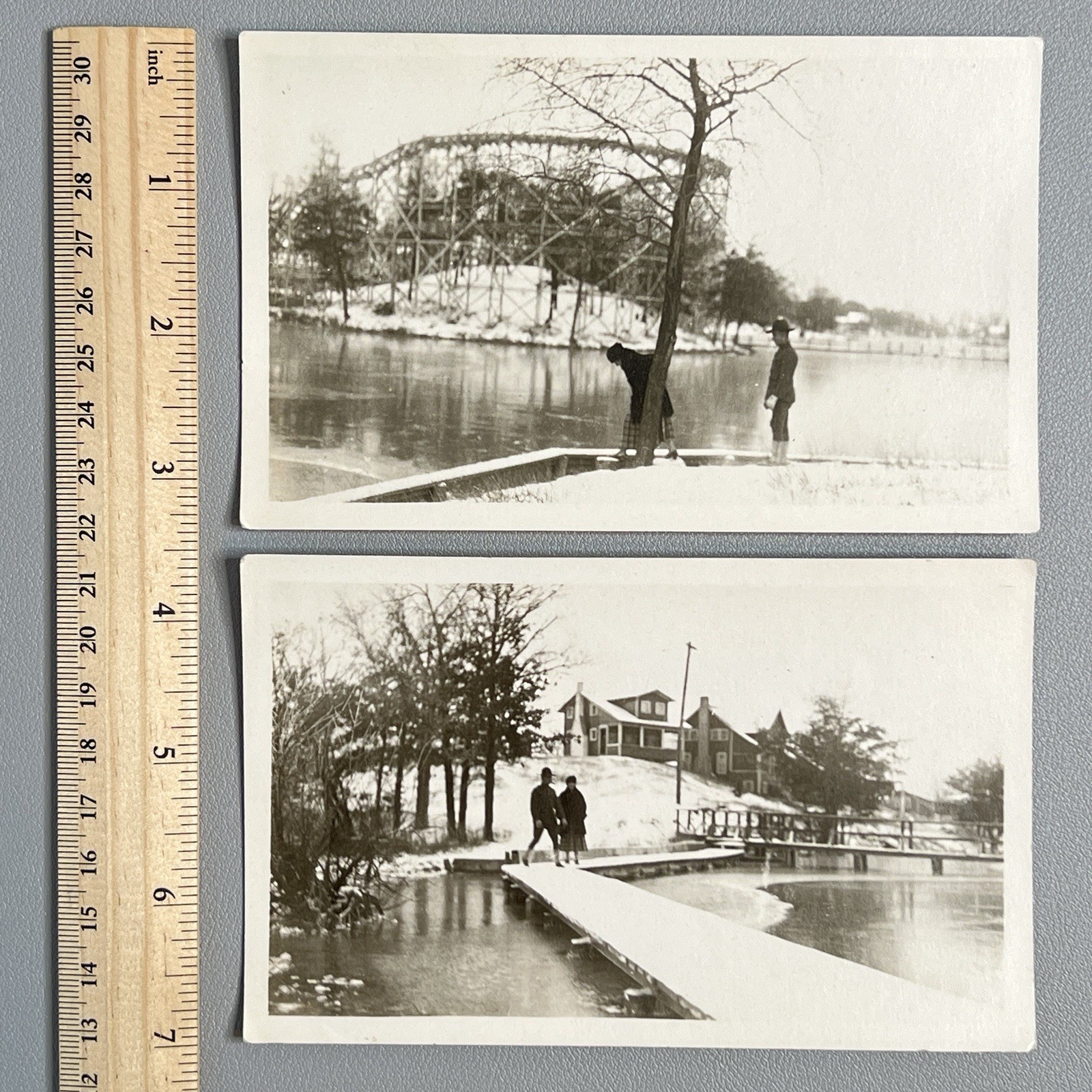Vtg 1918 Pippin Roller Coaster Photos Wildwood White Bear MN WWI Doughboy Snow