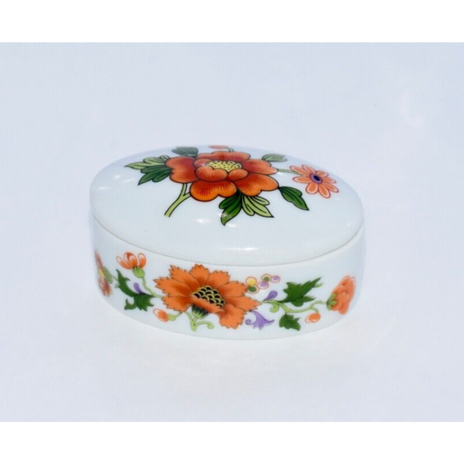 Vintage French CD Limoges Porcelain Floral Trinket Jewelry Box