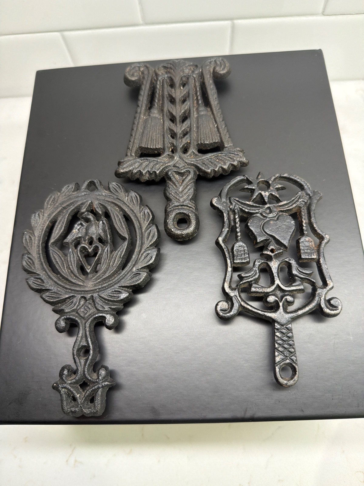 Vintage Mini Cast Iron Trivet Set (Lot of 3) - Pennsylvania Dutch Folk Art Vintage Mini Cast Iron Trivet Set (Lot of 3) - Pennsylvania Dutch Folk Art
