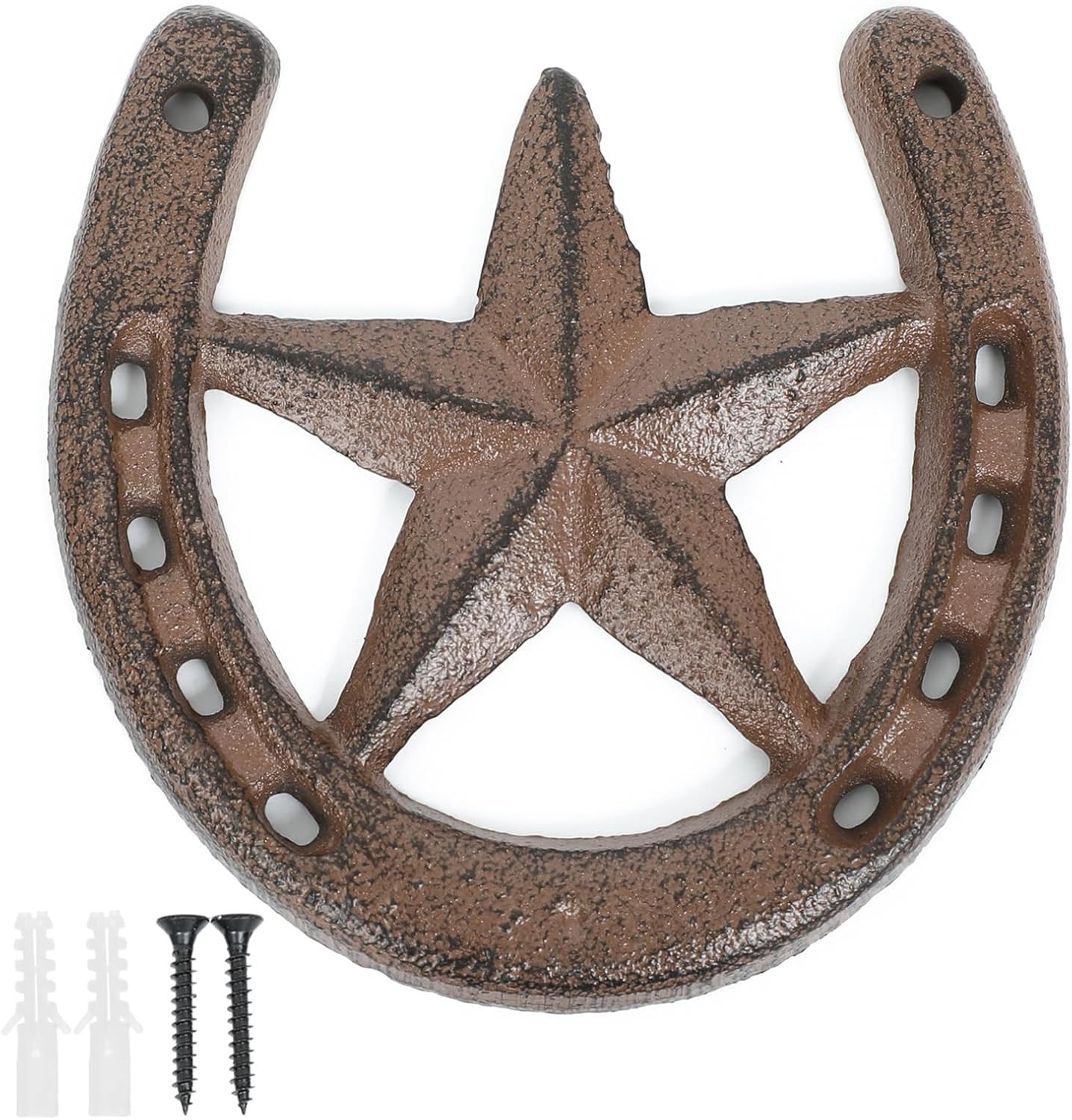 Cast Iron Horseshoe with Star Wall Decor, Vintage Metal Horseshoe Cast