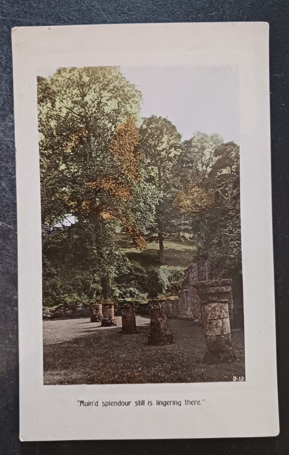 vtg art postcard 1909 Ruin\'d splendour still lingering there RPPC tinted scene