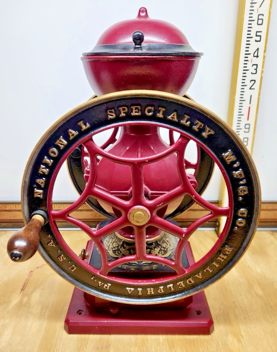 RARE #3 National Specialty Co. 2 Wheel Coffee Grinder Restored Country Farmhouse