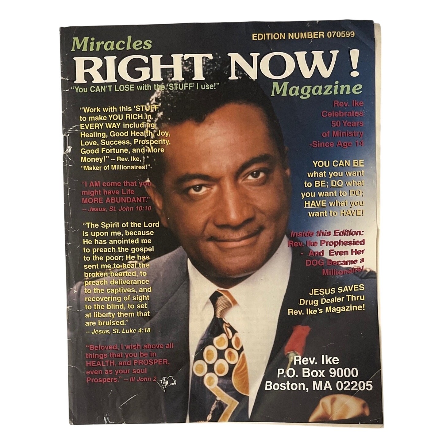 Rev Ike Miracles RIGHT NOW 070599 15-Page Religious Booklet Ephemera Rare Rev Ike Miracles RIGHT NOW 070599 15-Page Religious Booklet Ephemera Rare