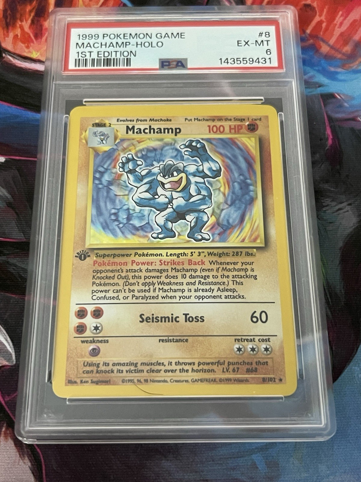 PSA 6 1999 Pokemon Game Machamp Holo 1st Edition 8/102 Wizards Pokémon