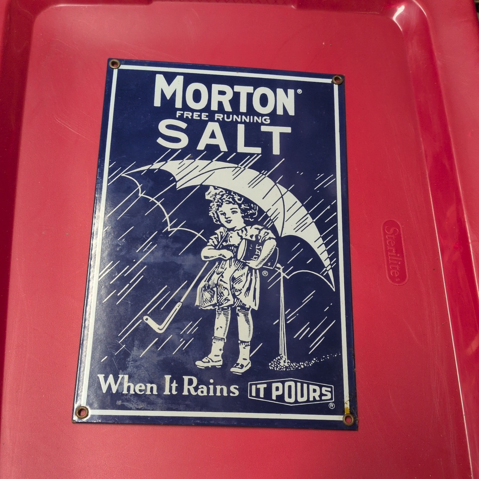 Vintage Morton Salt When it Rains it Pours Metal Sign Ande Rooney Very Nice Vintage Morton Salt When it Rains it Pours Metal Sign Ande Rooney Very Nice