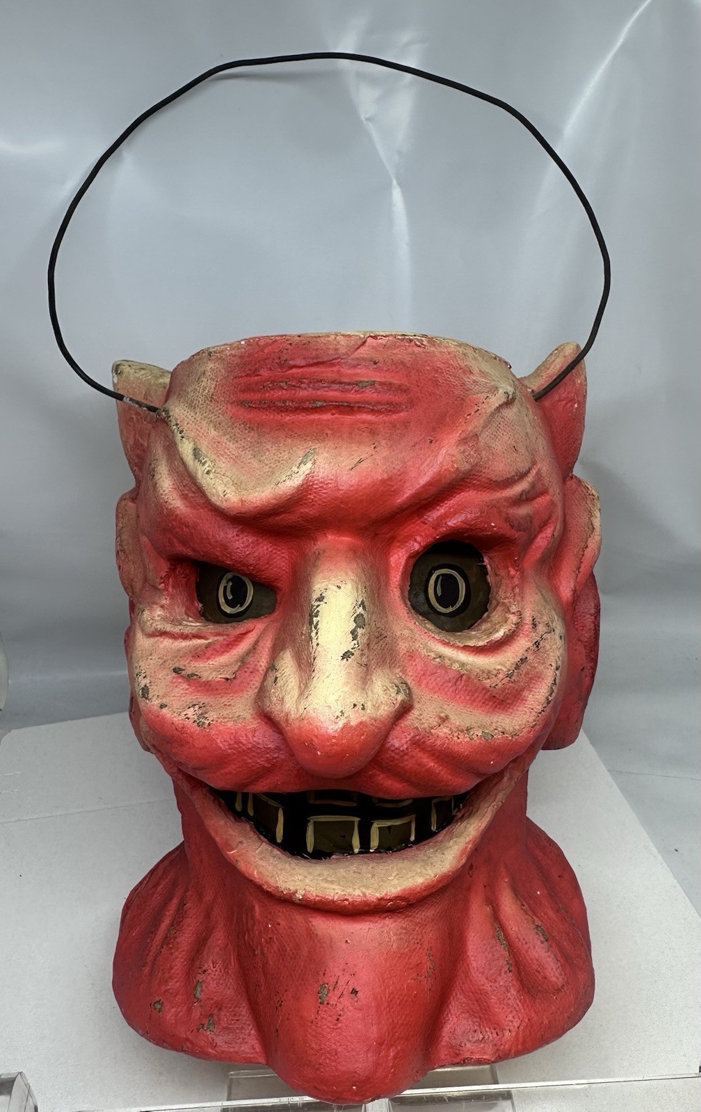 1930's STYLE PAPER PULP DEVIL HEAD LANTURN PAIL SUPER NICE REPRODUCTION