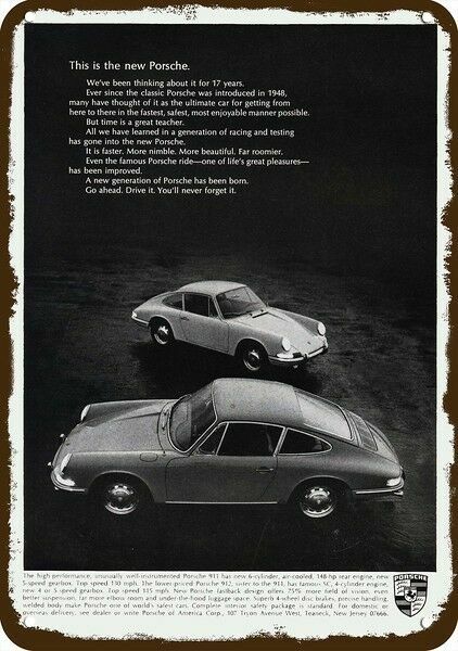 1966 PORSCHE 911 & 912 Sports Car Vintage-Look DECORATIVE REPLICA METAL SIGN 1966 PORSCHE 911 & 912 Sports Car Vintage-Look DECORATIVE REPLICA METAL SIGN