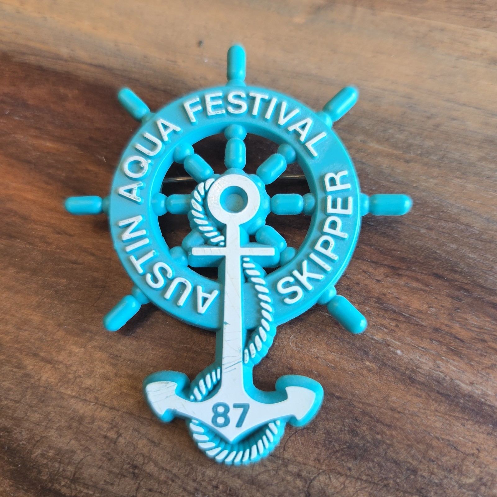Vintage 1987 AUSTIN AQUA FESTIVAL SKIPPER Pin Aqua Fest Texas Vintage 1987 AUSTIN AQUA FESTIVAL SKIPPER Pin Aqua Fest Texas