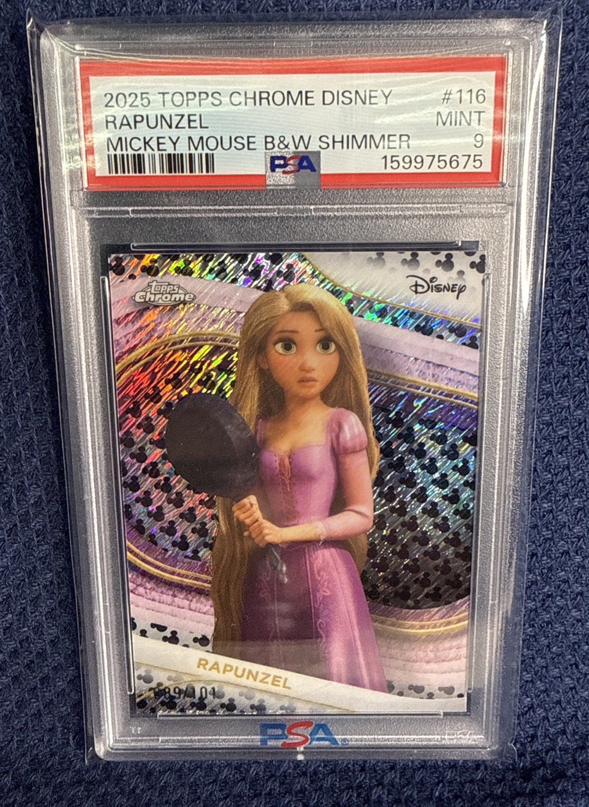 PSA 9 2025 Topps Chrome Disney Rapunzel #116 Mickey Refractor /101 PSA 9 2025 Topps Chrome Disney Rapunzel #116 Mickey Refractor /101