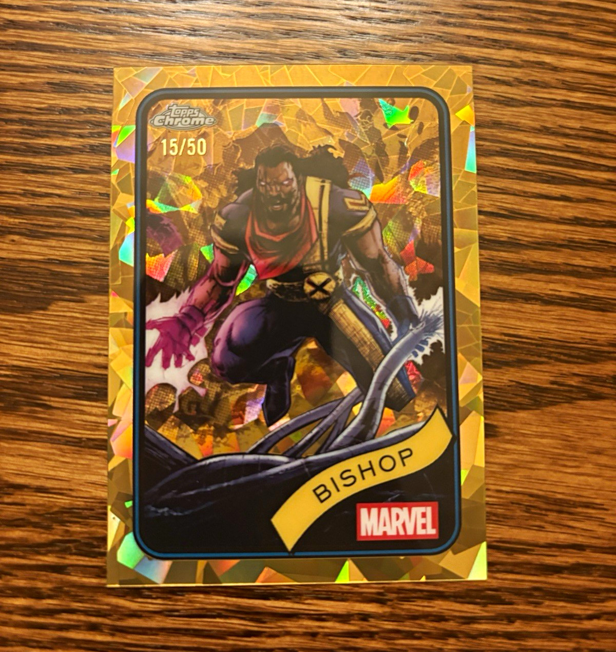 Topps 2025 Topps Chrome Marvel X-Men Bishop #197 Gold Parallel 15/50
