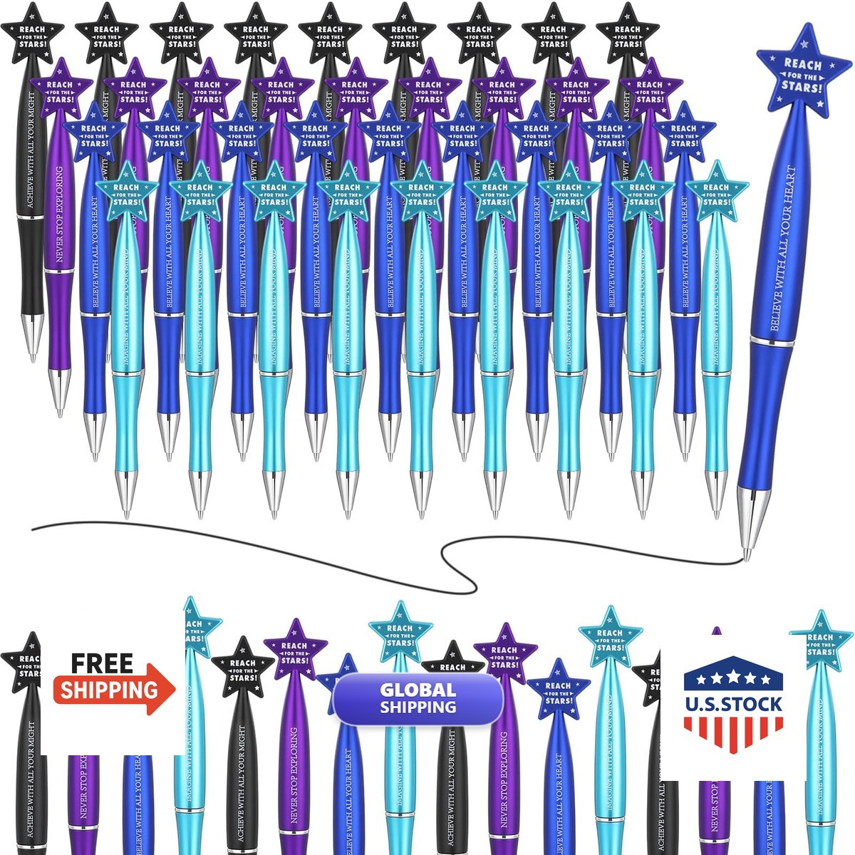 Dispowreath 36 Pcs Space Astronaut Ballpoint Pens 1 mm Black Ink