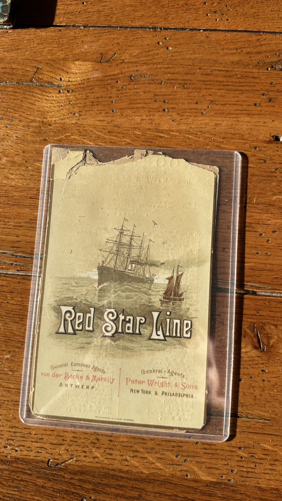 Antique 1880s Red Star Line Passenger List, insert, Ocean Liner Document Antique 1880s Red Star Line Passenger List, insert, Ocean Liner Document