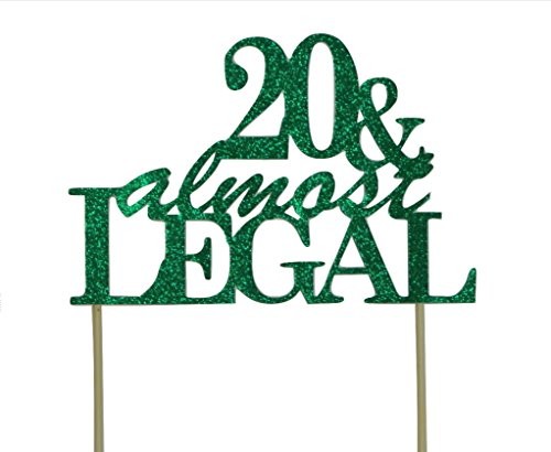All About Details CAT20AL Green 20 Almost Legal Cake Topper