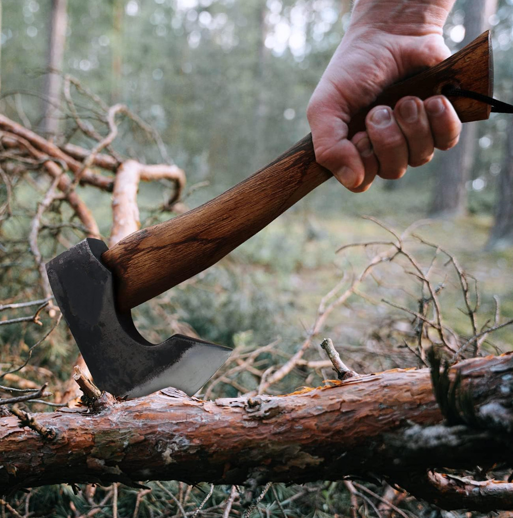 Sharp Hatchet axe with hard wood handle for Camping Wood Splitting and Chopping Sharp Hatchet axe with hard wood handle for Camping Wood Splitting and Chopping