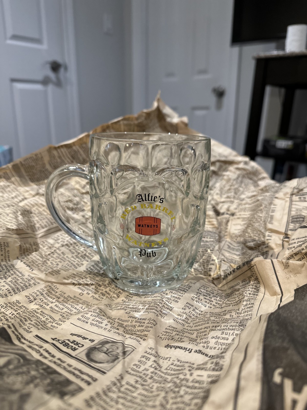 Vintage Watney\'s Red Barrel Dimpled Pint Glass Beer Mug Alfie\'s Pub England Vintage Watney\'s Red Barrel Dimpled Pint Glass Beer Mug Alfie\'s Pub England