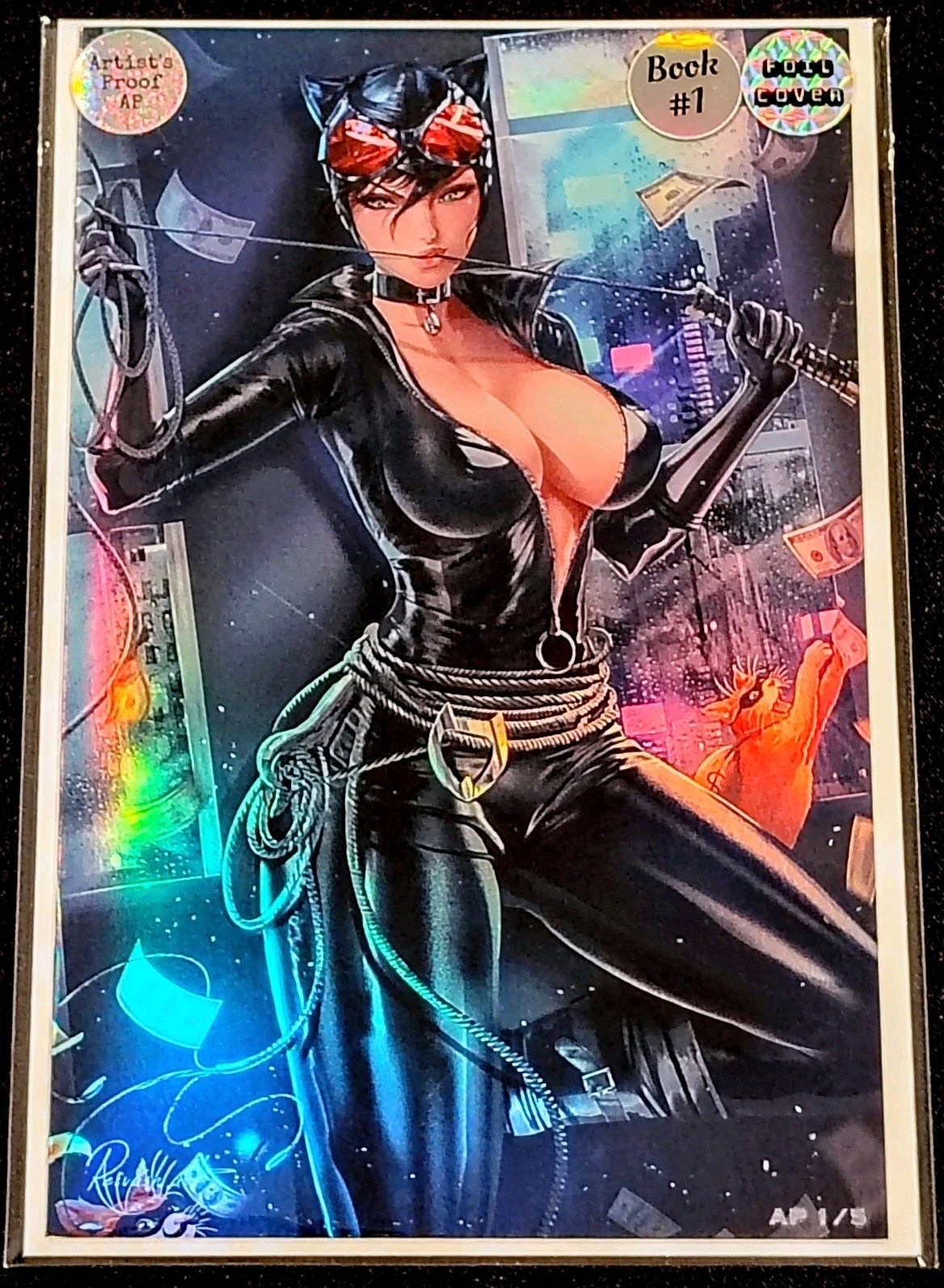 Rare WAIFU CHRONICLES #1 Catwoman OG Costume Cosplay FOIL Variant Reivash AP 1/5 Rare WAIFU CHRONICLES #1 Catwoman OG Costume Cosplay FOIL Variant Reivash AP 1/5
