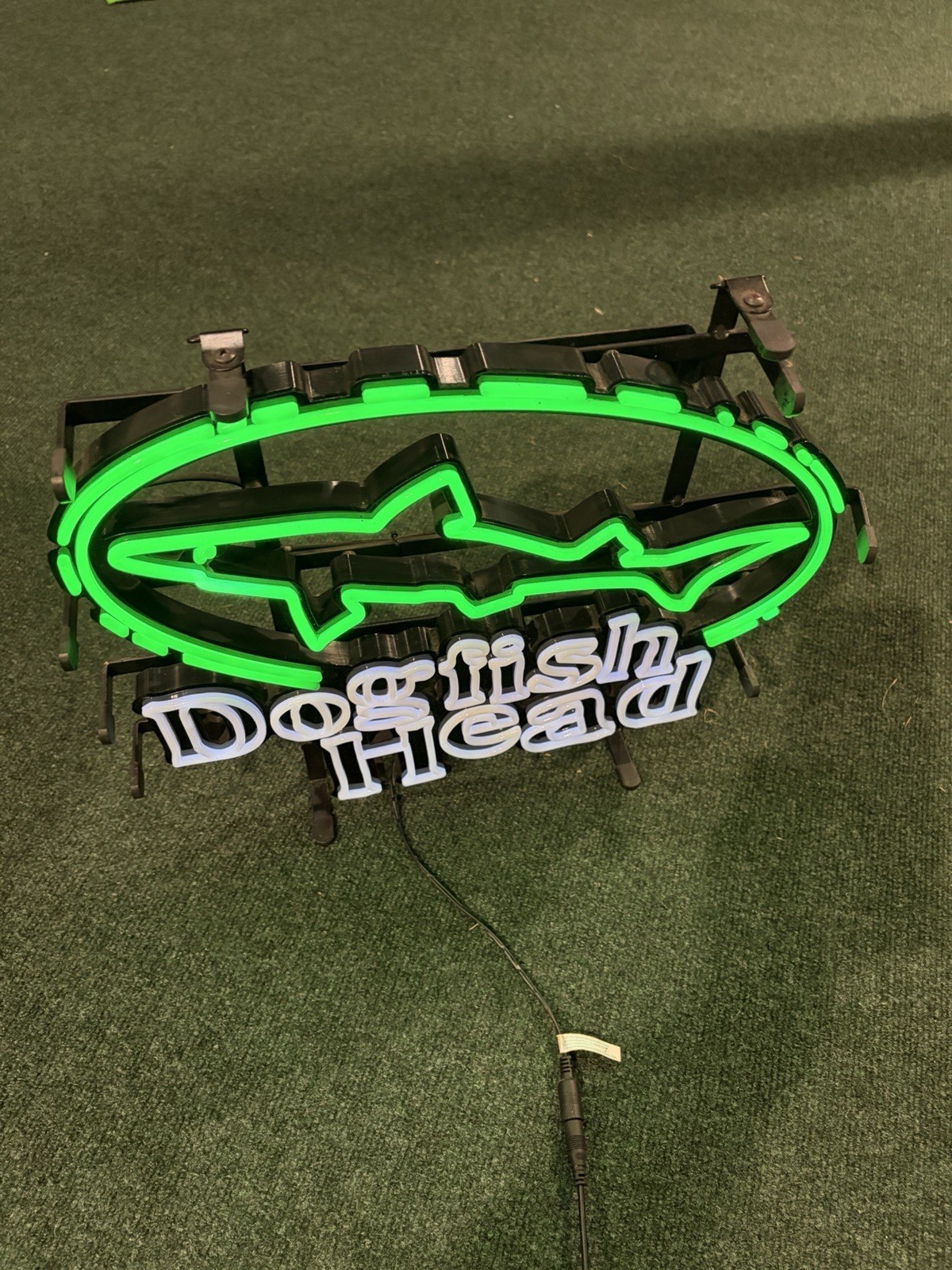 Dogfish Head Beer LED Neon Style Light Up Sign Green Shark Bar Man Cave