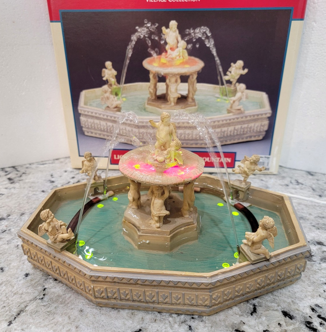 Lemax Village Collection Lighted Village Square Fountain Lemax Village Collection Lighted Village Square Fountain