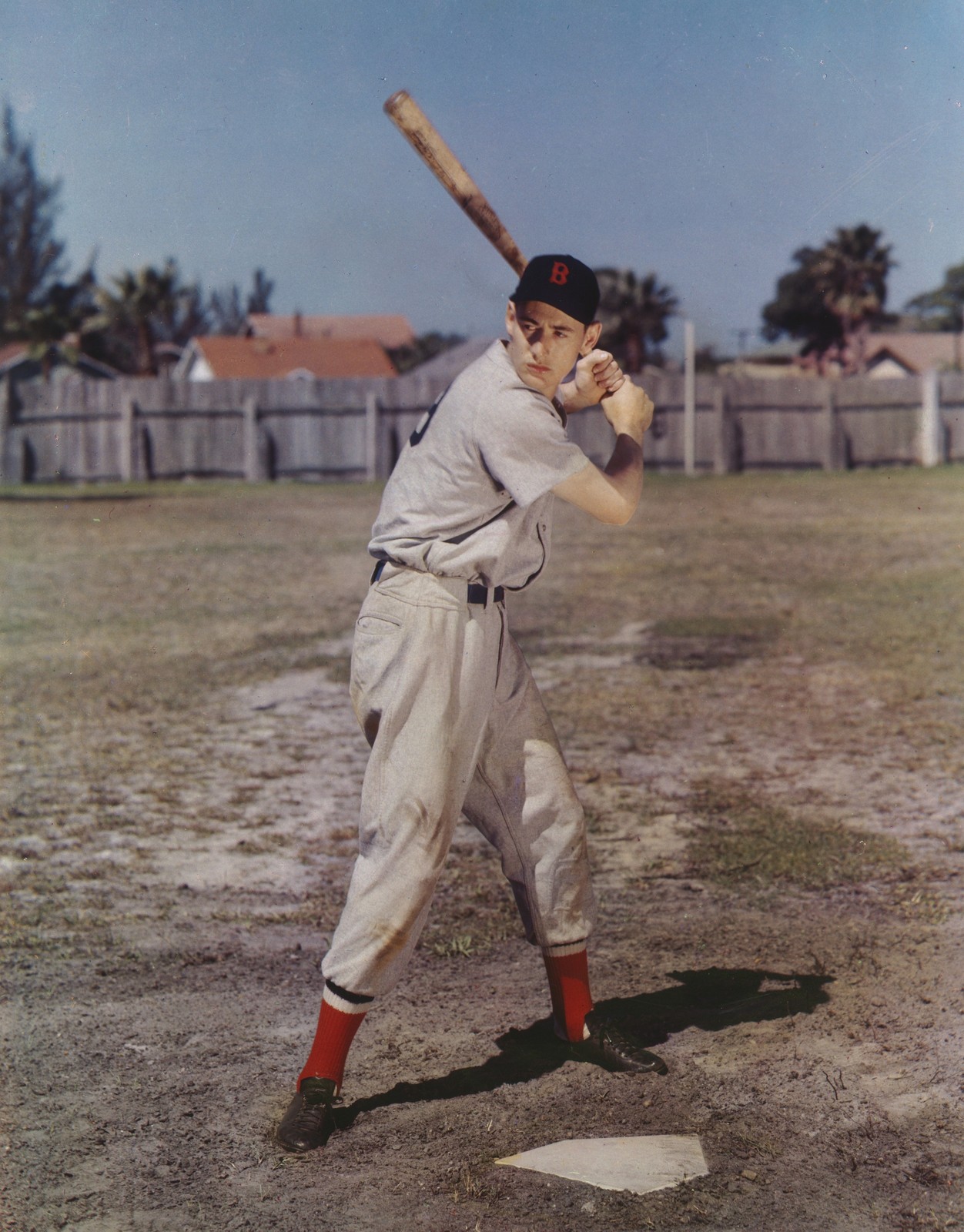 Ted Williams Vintage 1940s Baseball Batter Batting Stance Photo Reprint Wall Art
