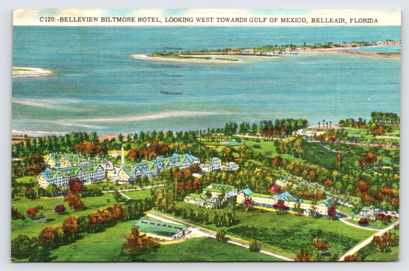 Airplane Aerial View, Lake Bomoseen Green Mountains Vermont, Postcard c1947  P5