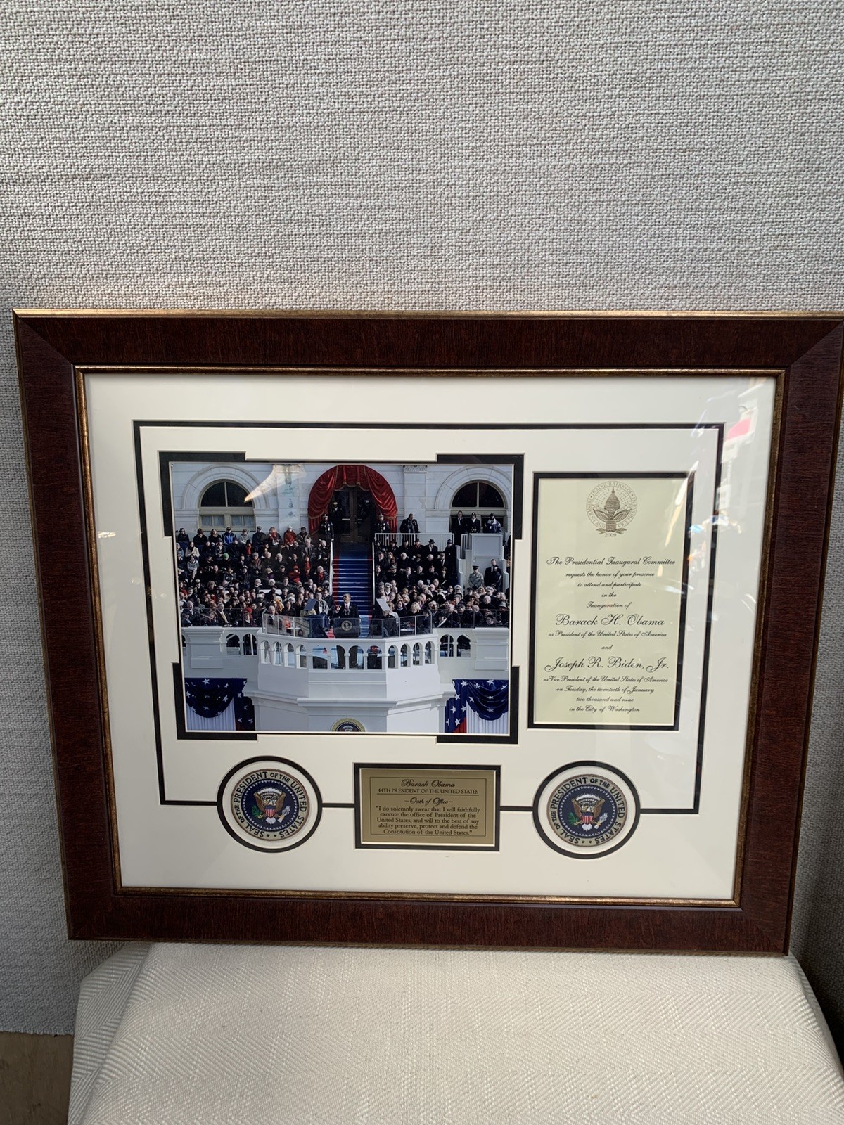 barack obama 2009 presidential inauguration memorabilla framed set