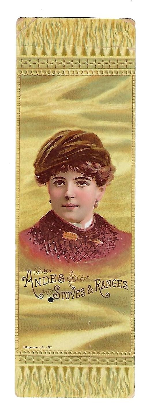 c1890's Trade/Advertising Book Marker, Andes Stoves & Ranges, Calendar c1890's Trade/Advertising Book Marker, Andes Stoves & Ranges, Calendar