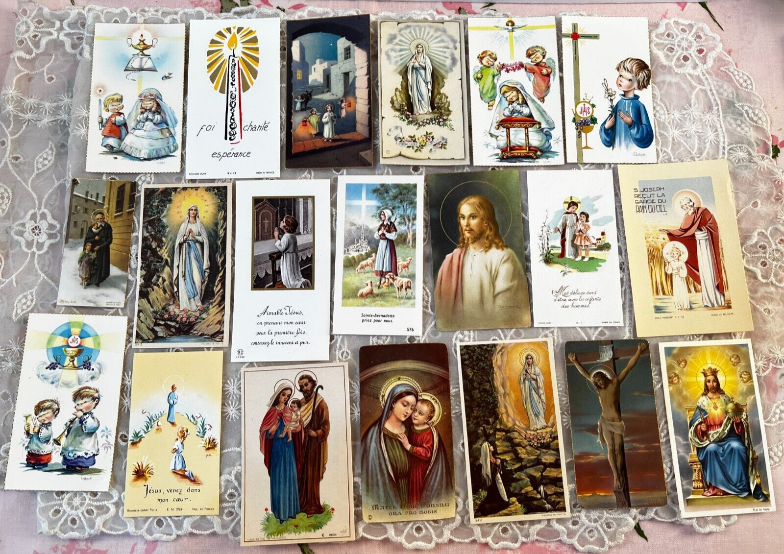 Vintage Holy Cards 1930s-1970s New Never Used France Belgium Lot of 20  H-17