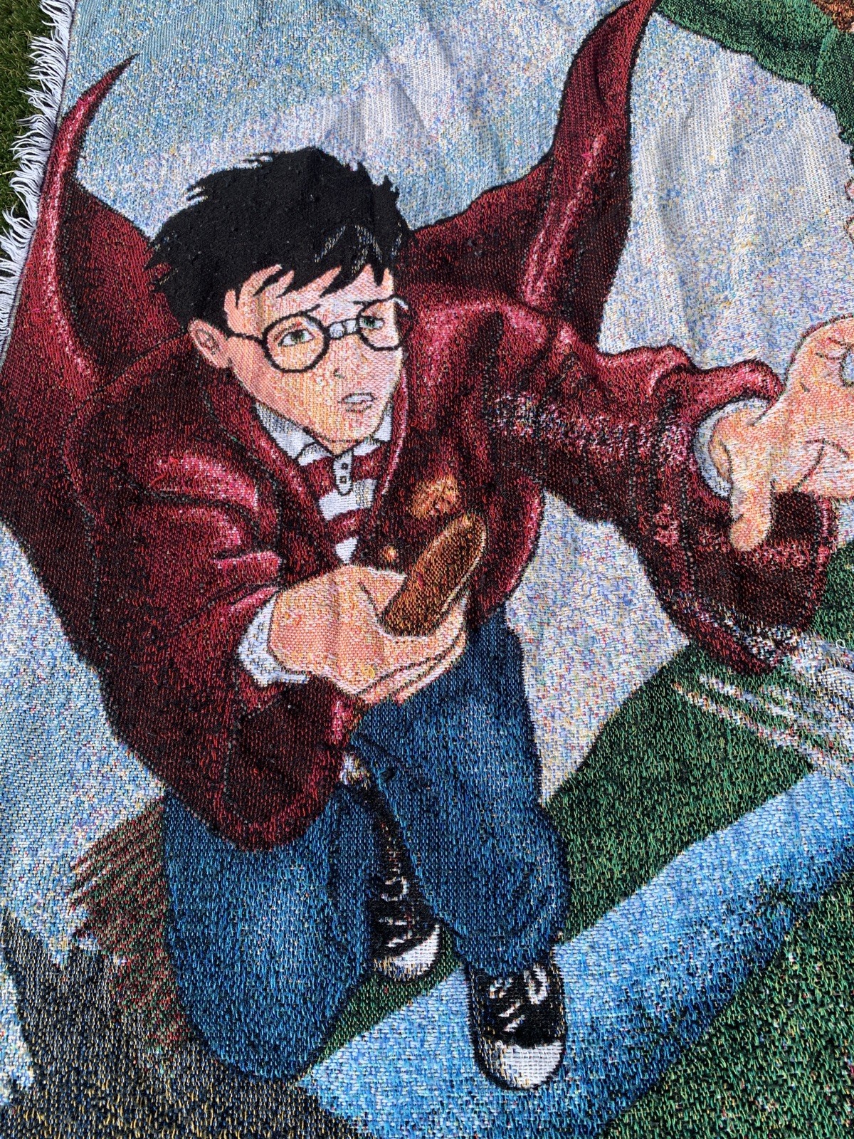 A VTG HARRY POTTER Tapestry Blanket Quidditch Hermione Ron Slytherin Gryffindor A VTG HARRY POTTER Tapestry Blanket Quidditch Hermione Ron Slytherin Gryffindor