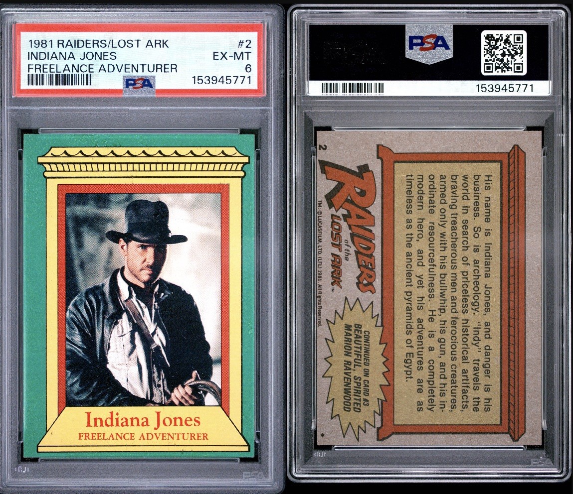 1981 Topps RAIDERS of the LOST ARK #2 Indiana Jones Rookie PSA 6 New Cert 