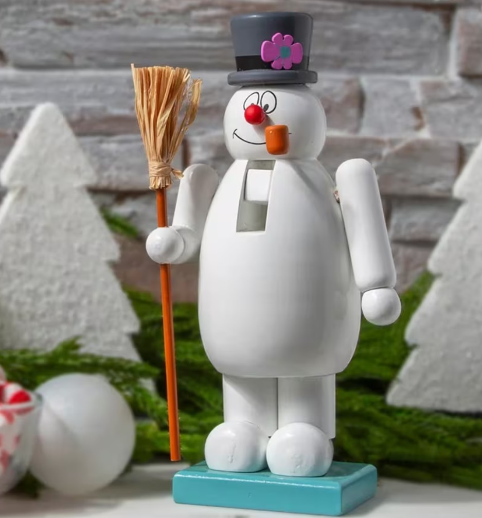 Frosty the Snowman Shaped Wooden Nutcracker White 9.25