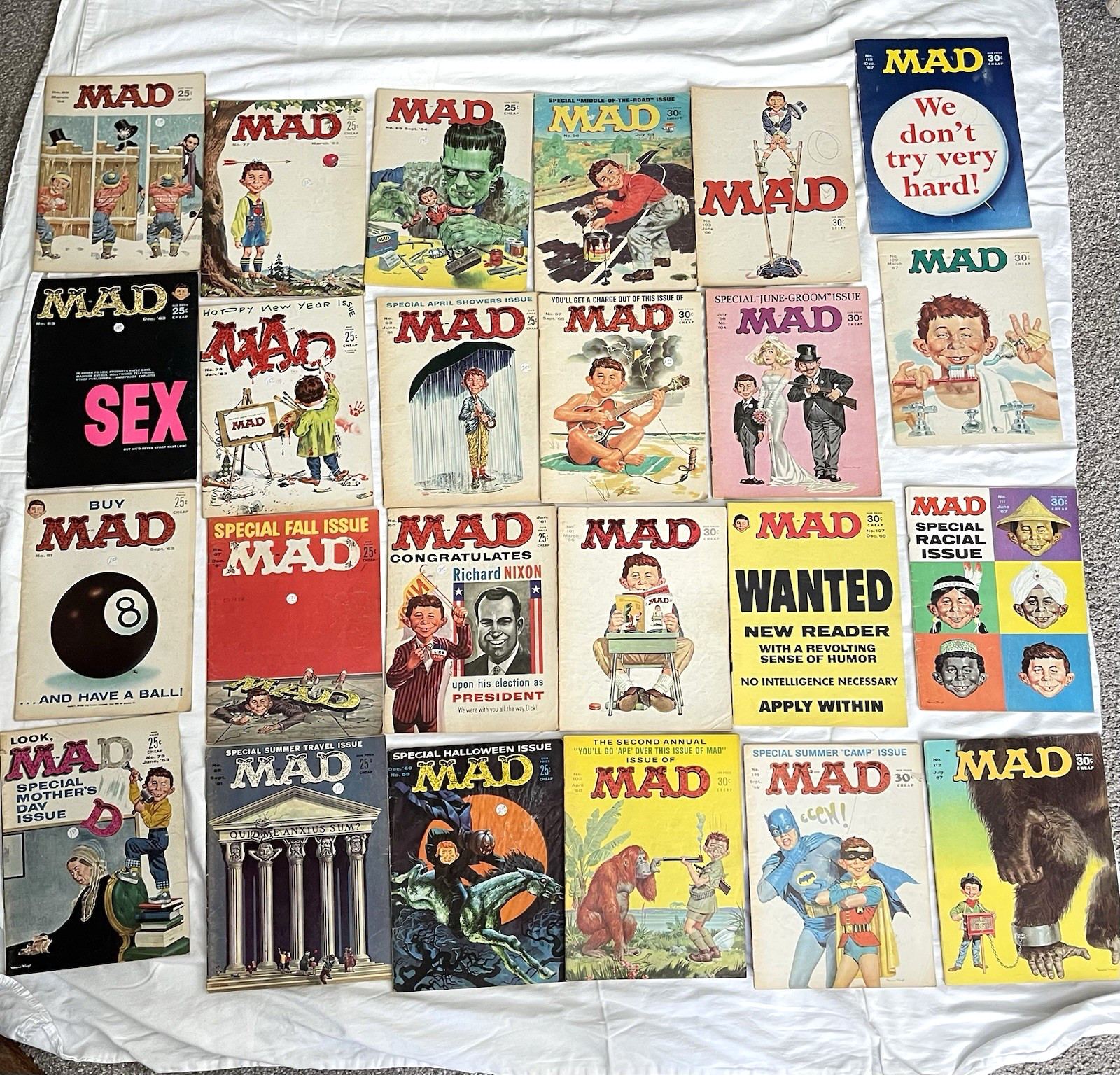 Vintage EC Comics Mad Magazine 1960’s 1970’s - 105 Issue Lot - Alfred E Neuman