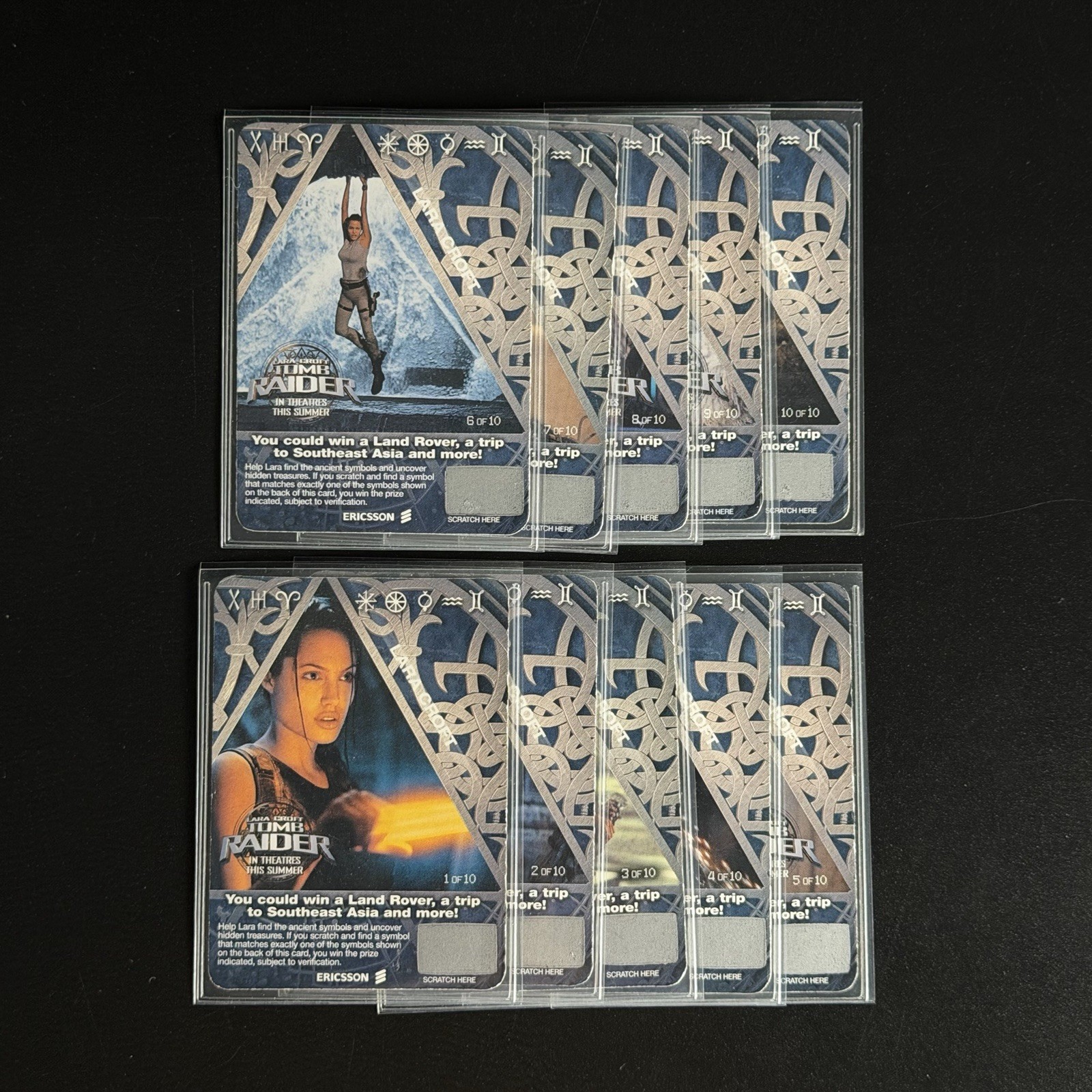 2001 ERICSSON - Lara Croft Tomb Raider Complete Theater Promo 10 Card Set - NEW