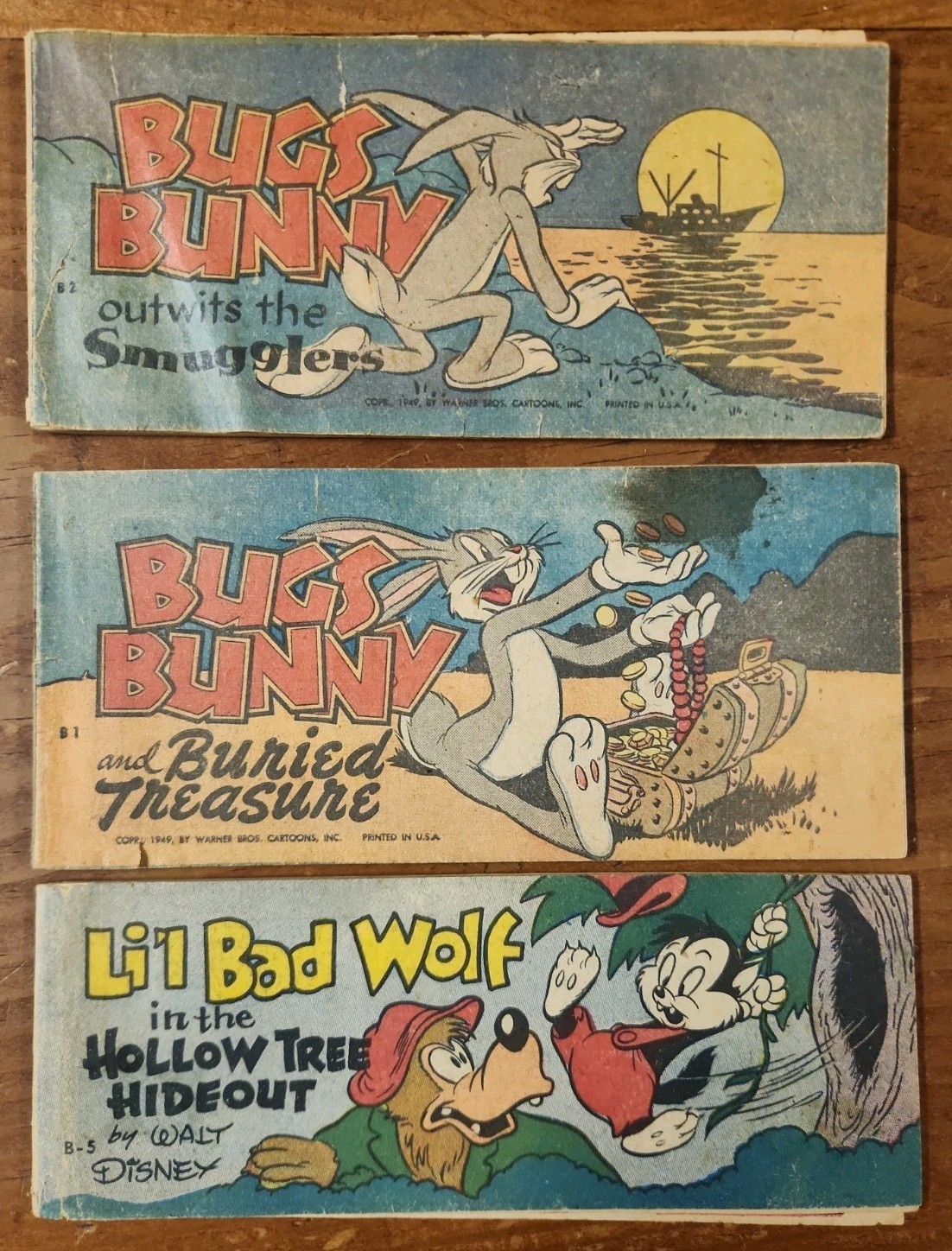 (2) 1949 Bugs Bunny Quaker Promo Mini Comic Lot (1) Walt Disney Cereal Wheaties 