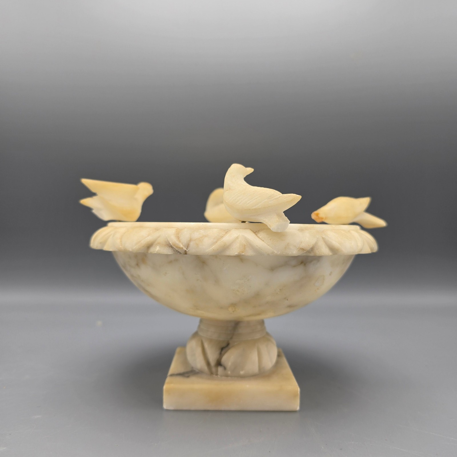 Grand Tour Alabaster Birdbath with Doves Grand Tour Alabaster Birdbath with Doves