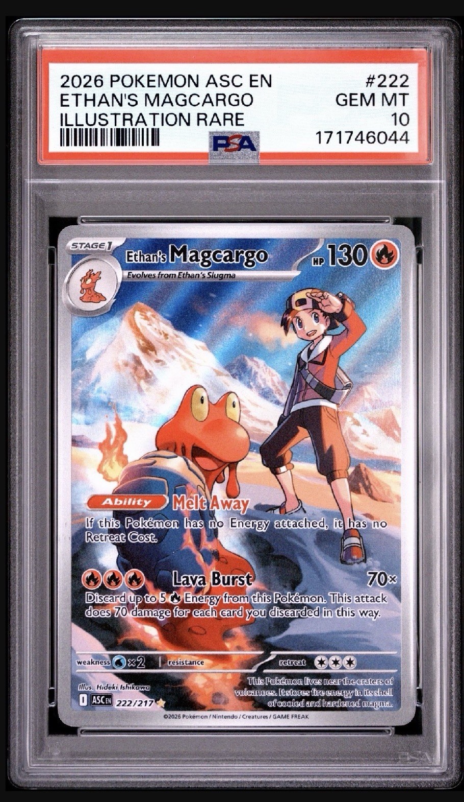 2026 Pokemon Ethan\'s Magcargo 222/217 Me: Ascended Heroes IR Holo ENG PSA 10