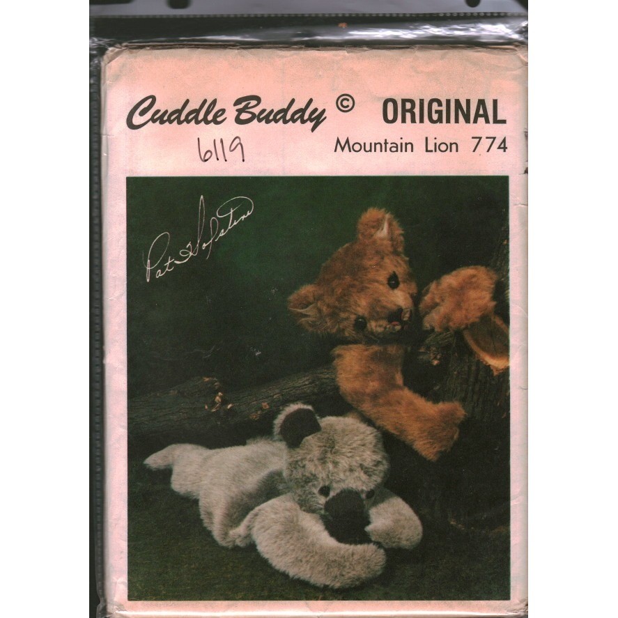 Vintage 1976 Cuddle Buddy Original Mountain Lion 774 Sewing Pattern Pat Sofetine