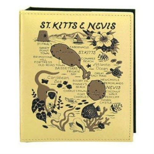 ST. KITTS & NEVIS MAP EMBOSSED PHOTO ALBUM 100 PHOTOS/ 4x6