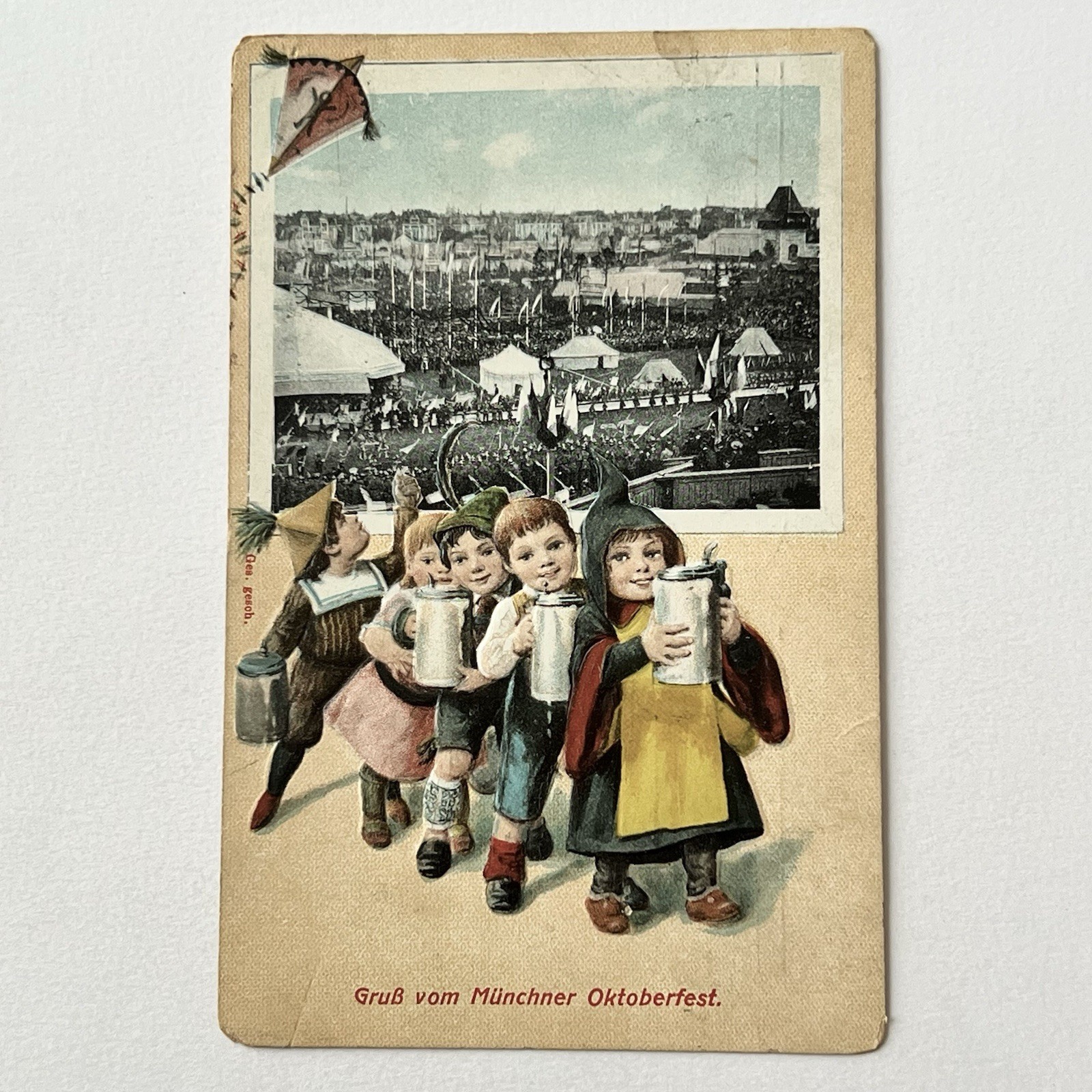 Antique Embossed Postcard Oktoberfest Children With Beer Steins Odd Germany