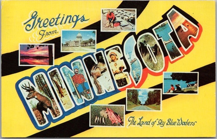 Vintage MINNESOTA Large Letter Postcard \