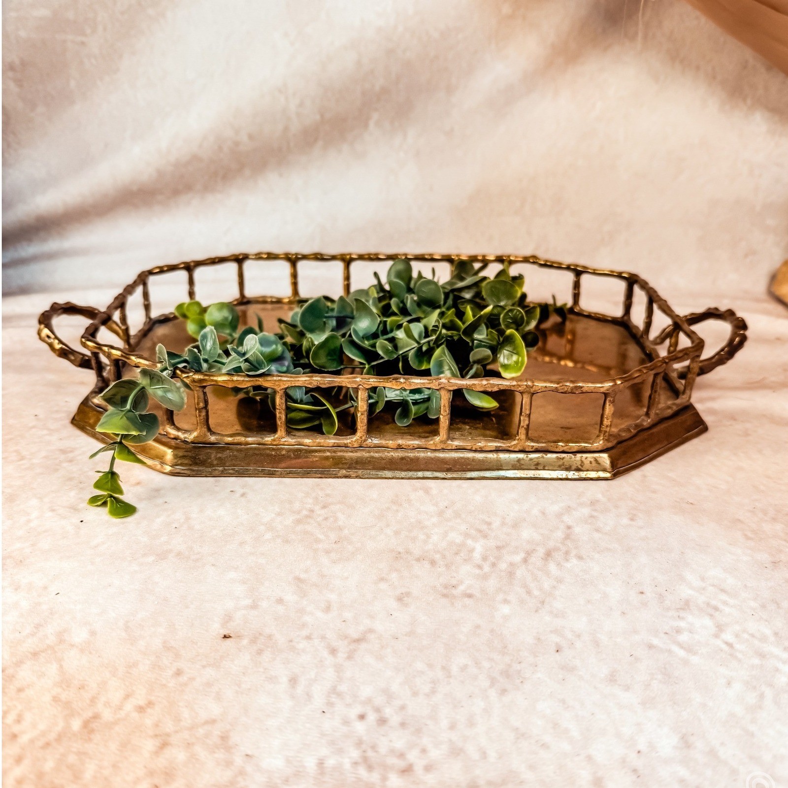 Faux-Bamboo Brass Tray