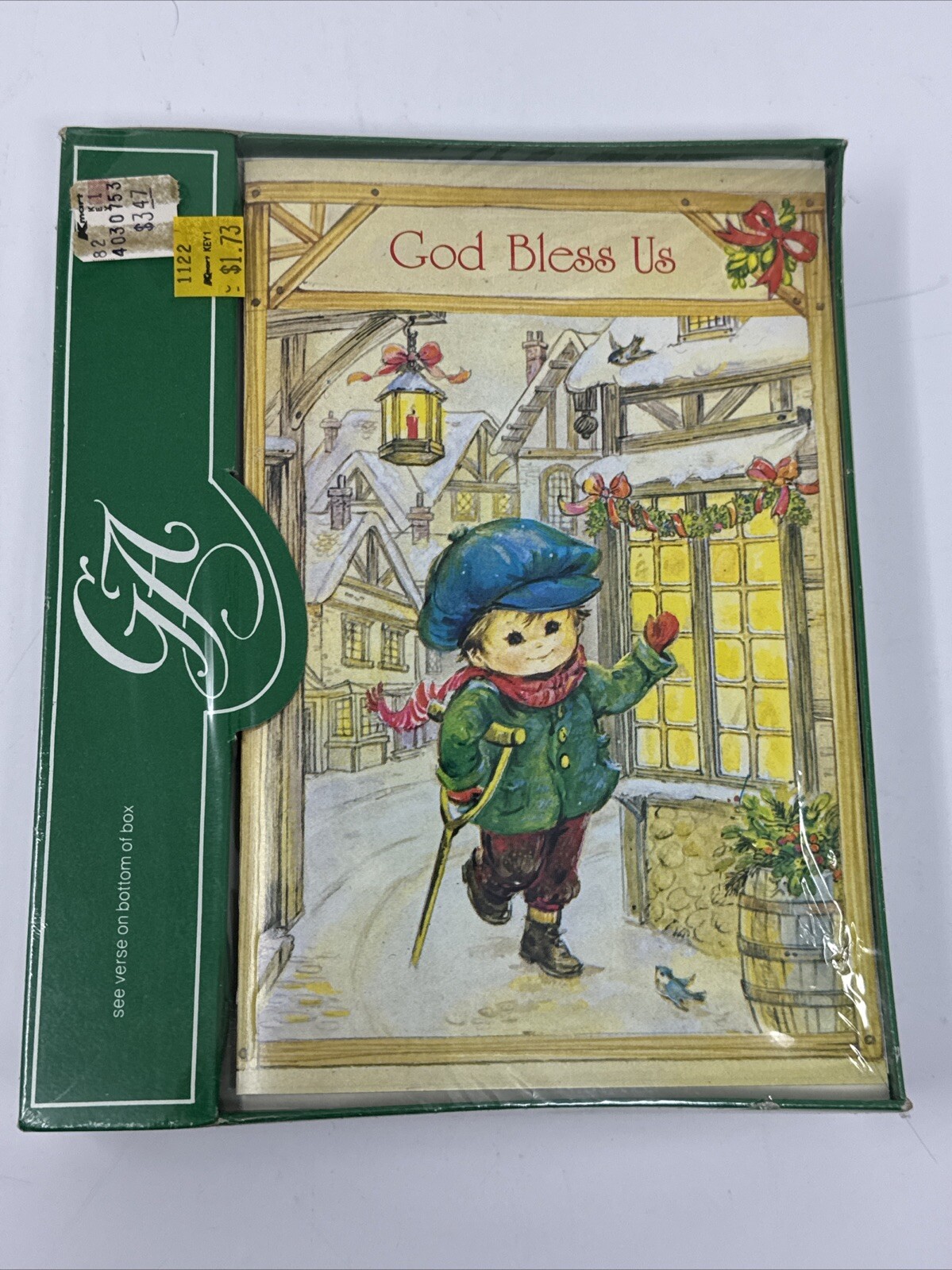 20 Vintage Christmas Cards Boy on Crutch Grand Award God Bless Us Sealed Box