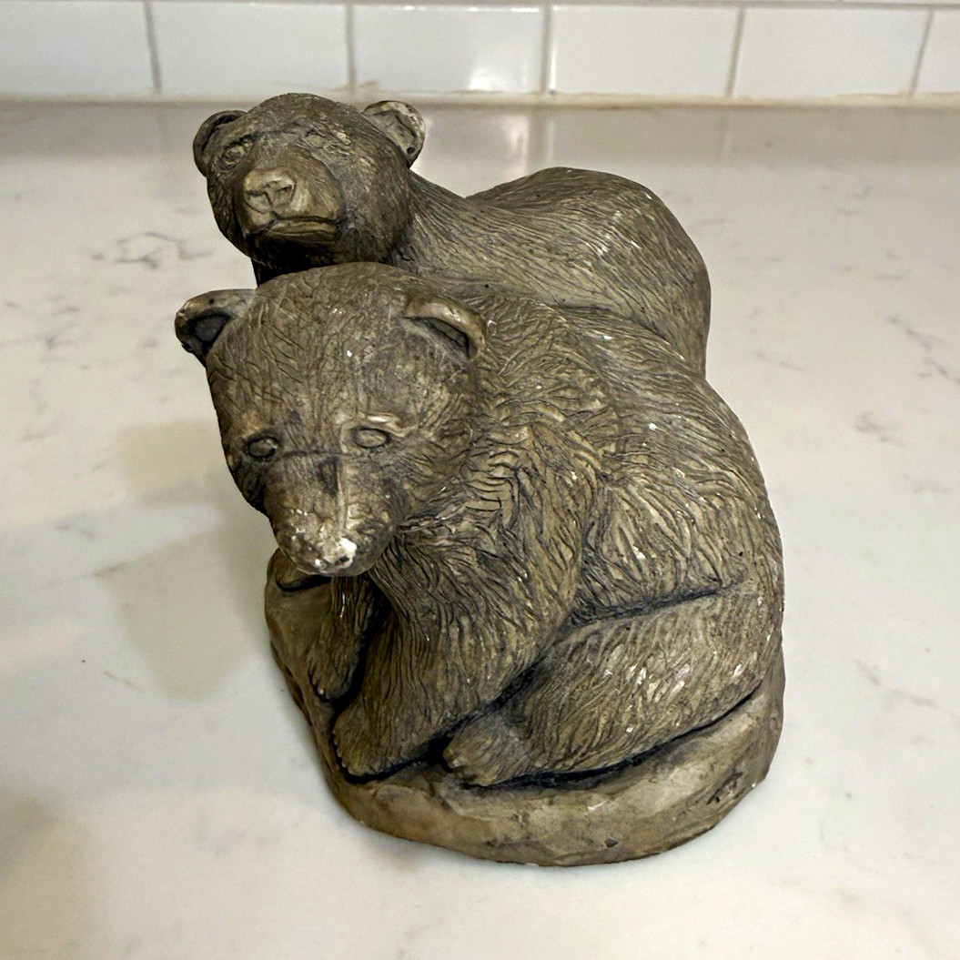 Vintage 1985 ACE Alaska Glacial Ice Age Grizzly Bear Cubs Sculpture Figurine G85