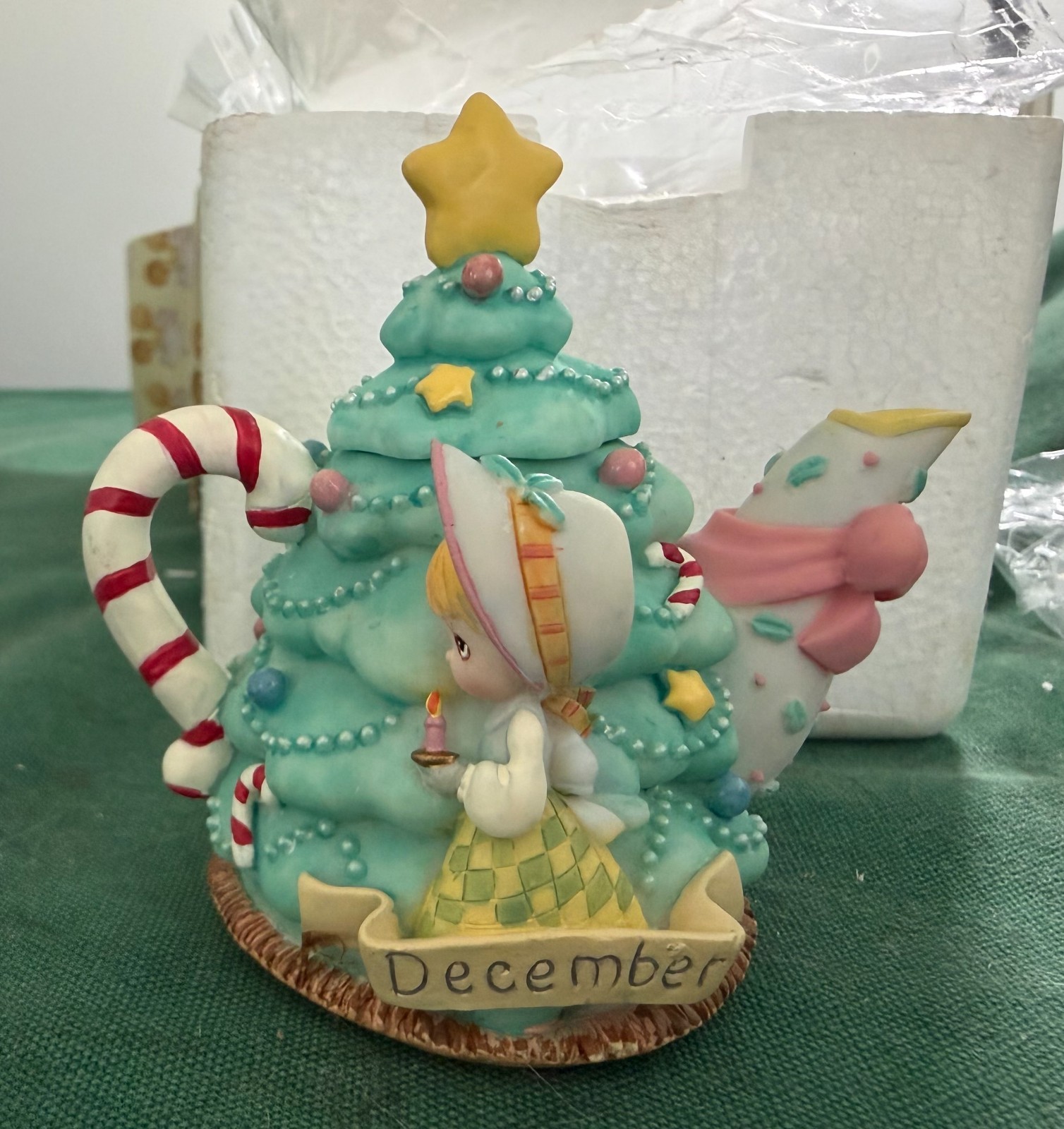 NIB Enesco Precious Moments 1999 December Mini Teapot -Avon