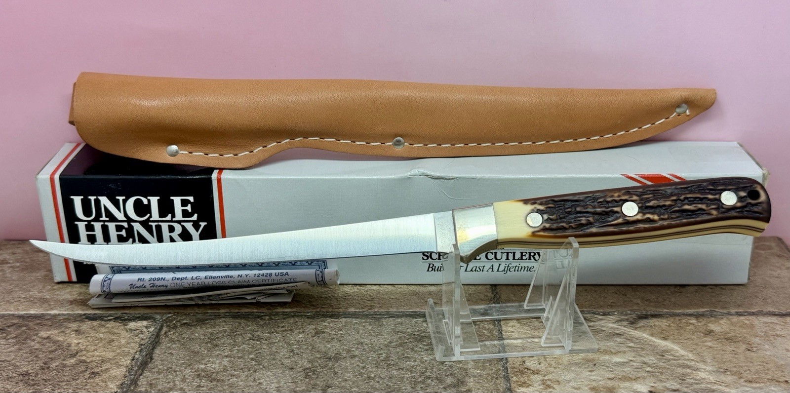 SCHRADE USA Uncle Henry 167UH Steelhead Fishing Fillet Stag Handle Knife w/ Box