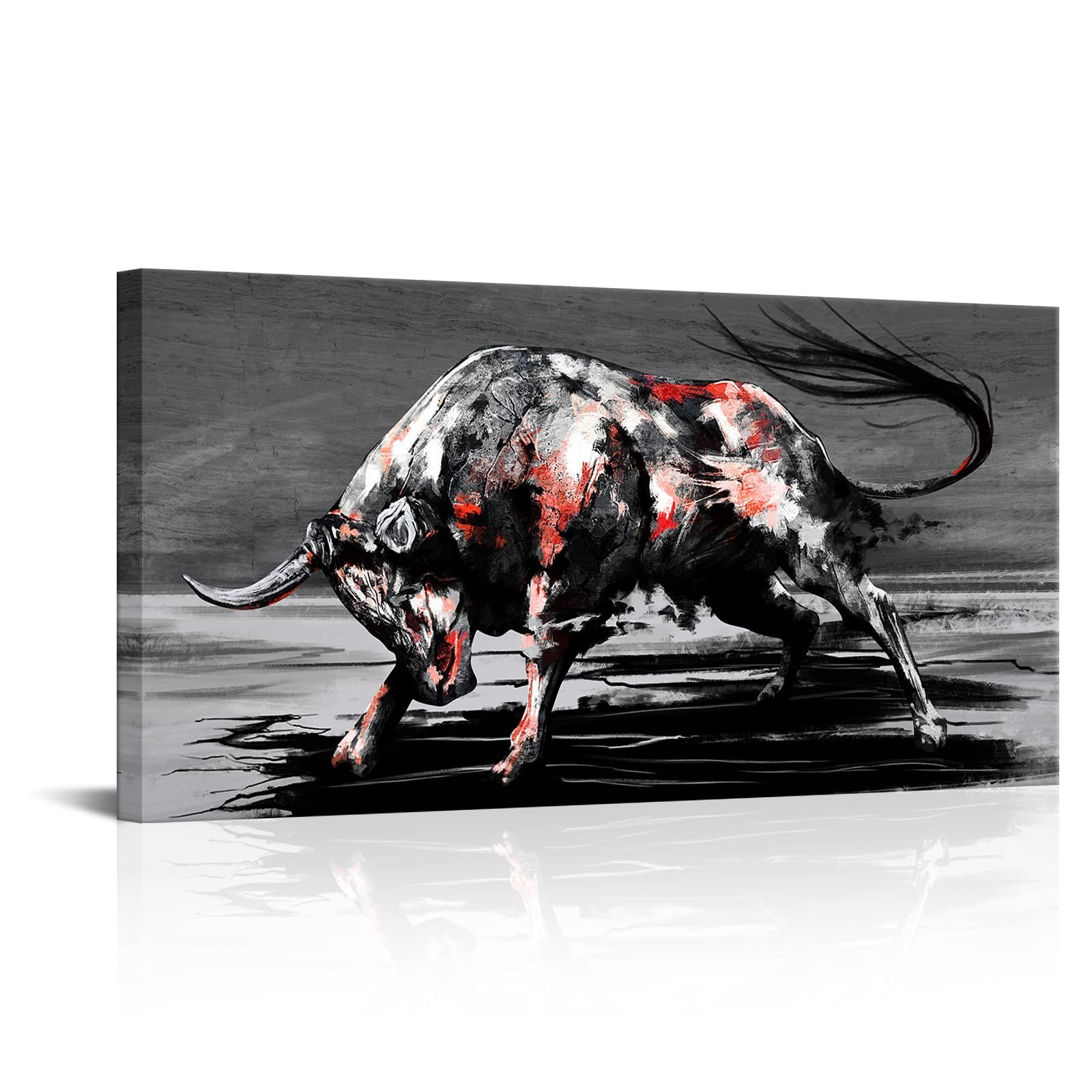 sechars Large Fighting Bull Canvas Wall Art Cool Animal Painting Picture Artw... sechars Large Fighting Bull Canvas Wall Art Cool Animal Painting Picture Artw...