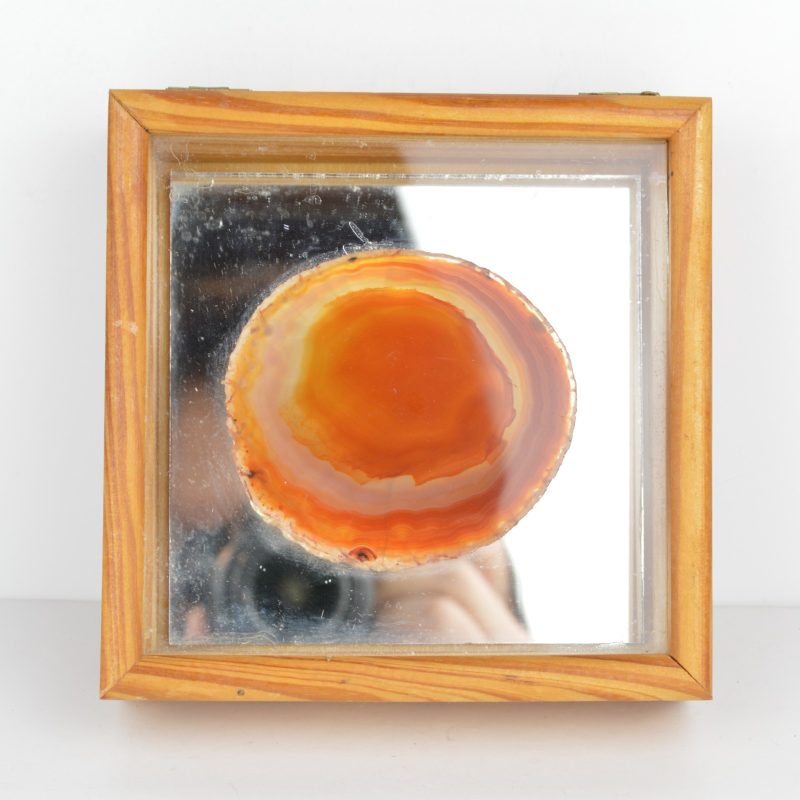 Vintage Agate Wooden Trinket Box Mirrored Jewelry Case Magnetic Closure 5x5x1.5 Vintage Agate Wooden Trinket Box Mirrored Jewelry Case Magnetic Closure 5x5x1.5